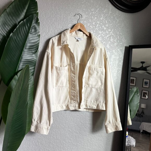 Old Navy Cream Cropped Utility Jacket - Women’s Size L - Picture 1 of 3